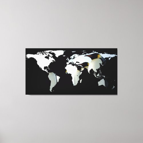 World Map Silhouette _ Penguins Canvas Print