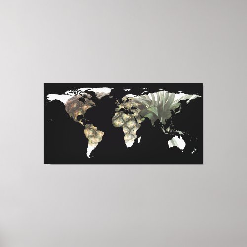 World Map Silhouette _ Pineapple Canvas Print