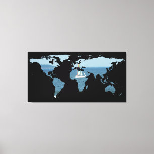 World Map Silhouette - Sailing Canvas Print