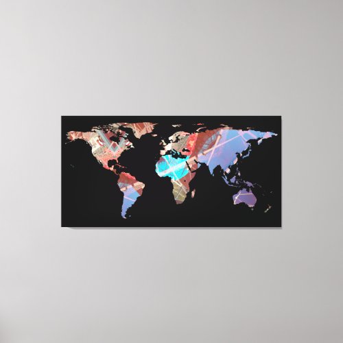 World Map Silhouette _ Stylished Light Showers Canvas Print
