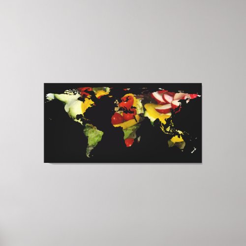 World Map Silhouette _ Vegetable Salad Canvas Print