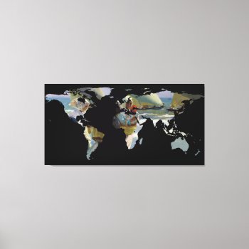 World Map Silhouette - Women And Sailboats Canvas Print by Alleycatshirts at Zazzle