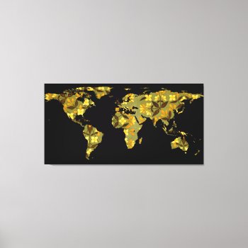 World Map Silhouette - Yellow Flower Pattern Canvas Print by Alleycatshirts at Zazzle