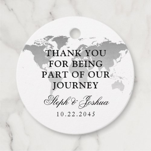 World Map Silver Travel Theme Thank You Favor Tags