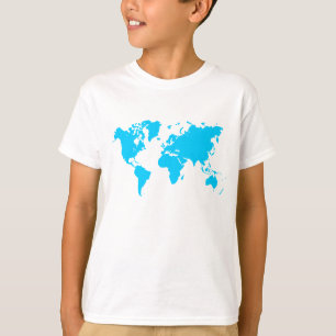 World Map - Sky Blue T-Shirt