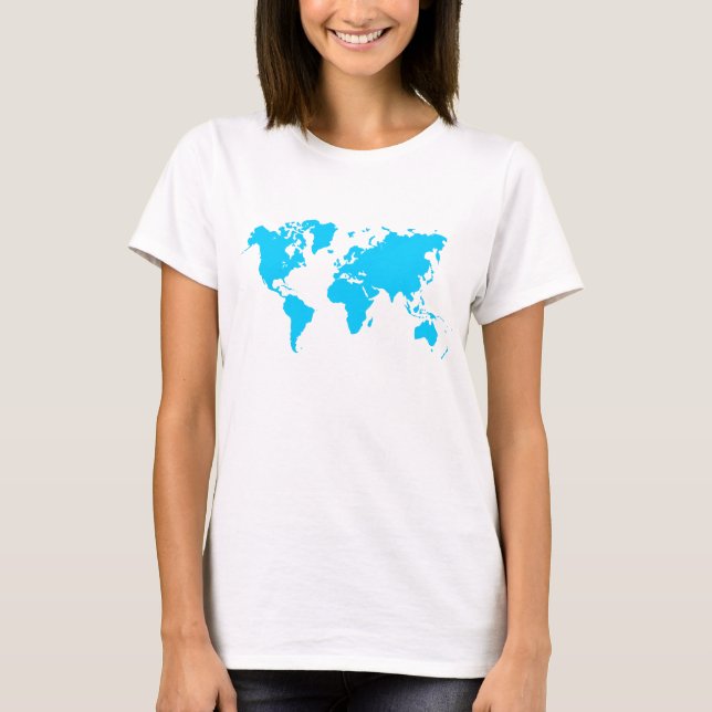 World Map - Sky Blue T-Shirt (Front)