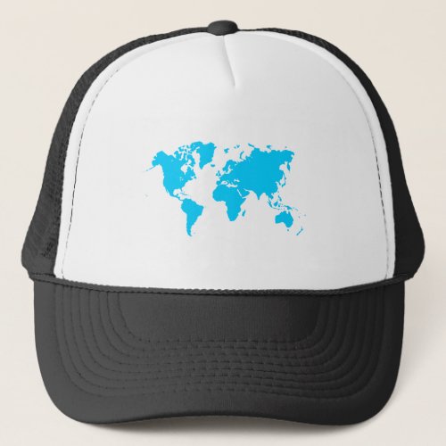 World Map _ Sky Blue Trucker Hat