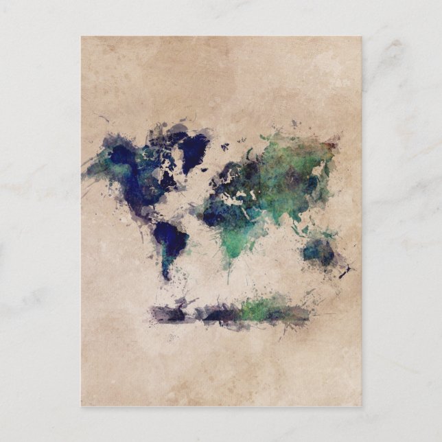 world map splash postcard (Front)