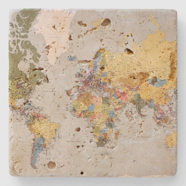 world map stone coaster (Front)
