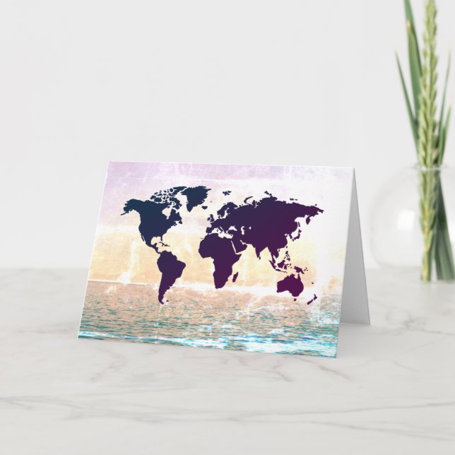 World Map Template Card | Add Your Images (Front)