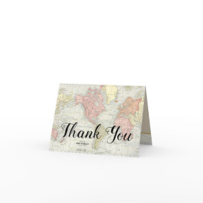 World Map Thank You Cards