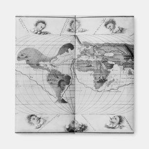 World map tracing Magellan's world voyage Magnet