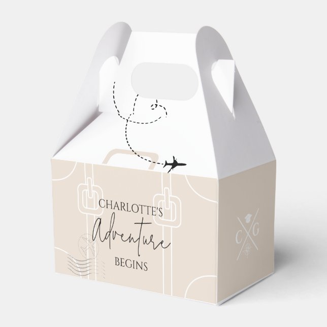 World Map travel adventure begins Graduation Favor Boxes (Front Side)