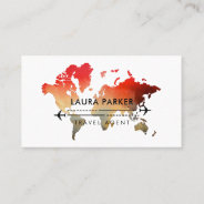World Map Travel Agent Tour Planning Vacation  Business Card at Zazzle