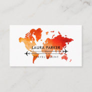 World Map Travel Agent  Vacation Services Orange Business Card at Zazzle