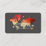 World Map Travel Agent  Vacation Services Red Business Card at Zazzle