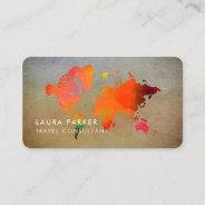 World Map Travel Agent Watercolor  Tourism Business Card at Zazzle