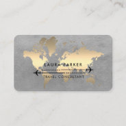 World Map Travel Agent Watercolour Gold Tourism  Business Card at Zazzle