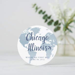 World Map Travel Destination Globe Table Name Card
