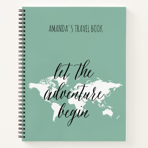 World map travel notes personalized  notebook
