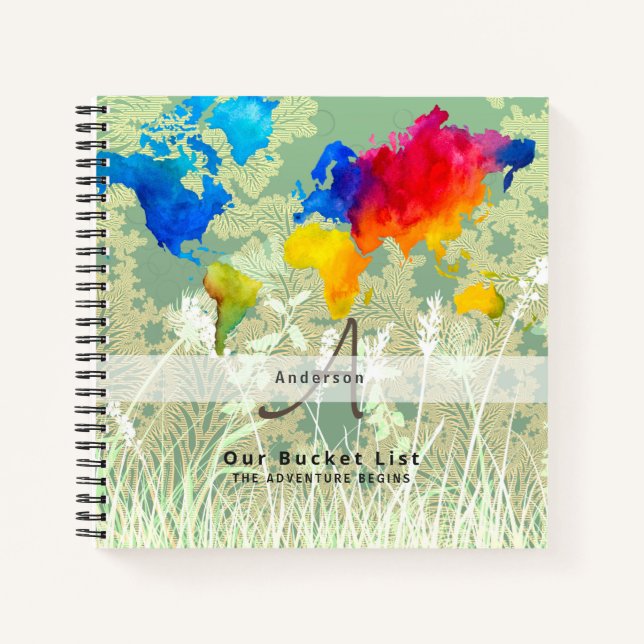 World Map Travel Retirement Bucket List Gift Dad   Notebook (Front)