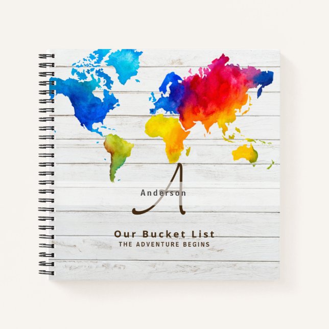 World Map Travel Retirement Bucket List Gift Dad   Notebook (Front)