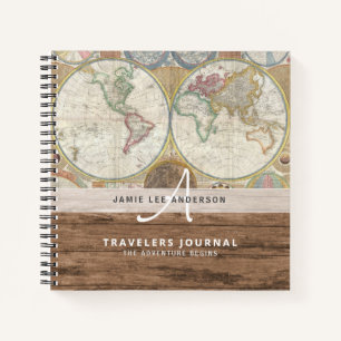 World Map Travel Retirement Bucket List Gift Dad Notebook