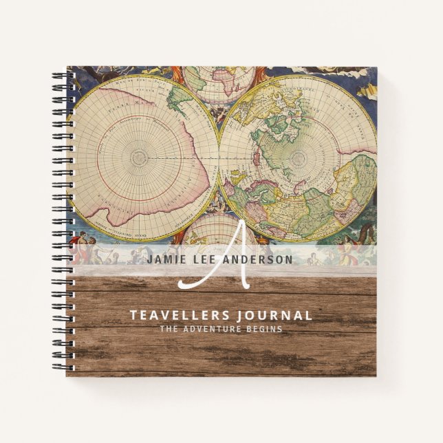 World Map Travel Retirement Bucket List Gift Dad   Notebook (Front)