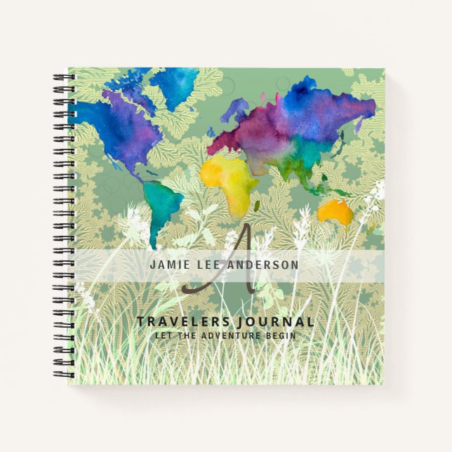 World Map Travel Retirement Bucket List Gift Dad   Notebook (Front)