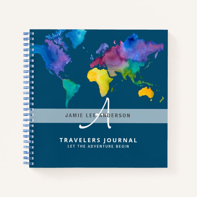 World Map Travel Retirement Bucket List Gift Dad   Notebook (Front)