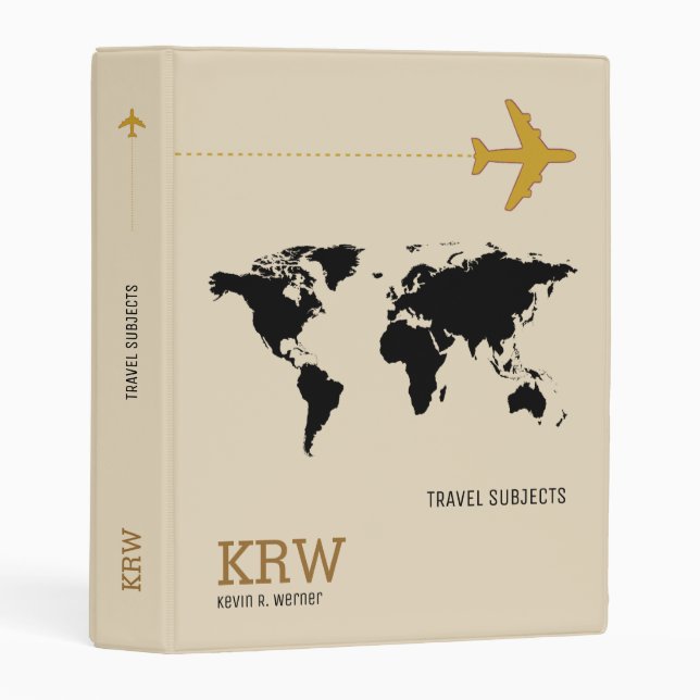 World Map travel subjects personalized Mini Binder (Front/Spine)