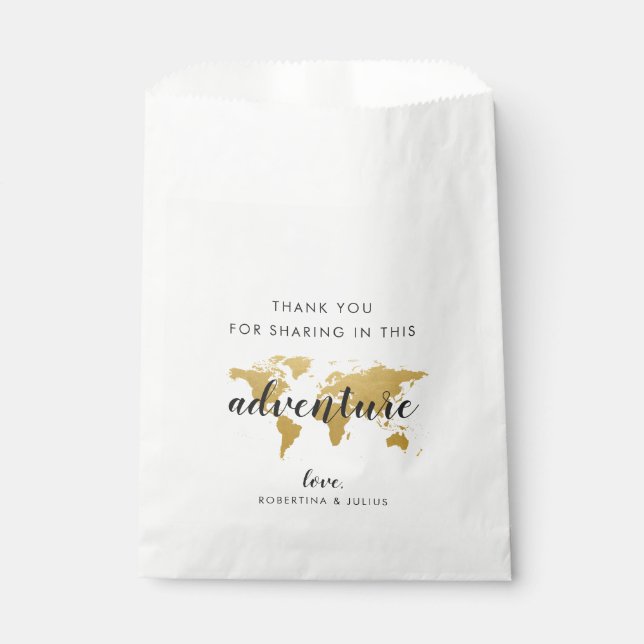 World Map Travel Theme Cake or Favor Goodie Bags (Front)