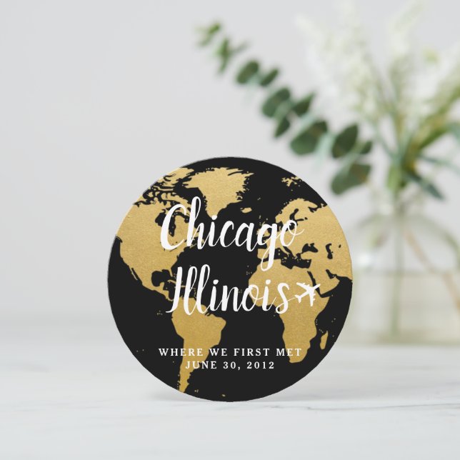 World Map Travel Theme Globe Table Numbers (Standing Front)