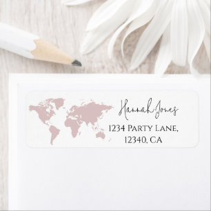 World Map travel theme Return Address Labels