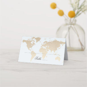 World Map Travel Theme Vintage Look Place Card