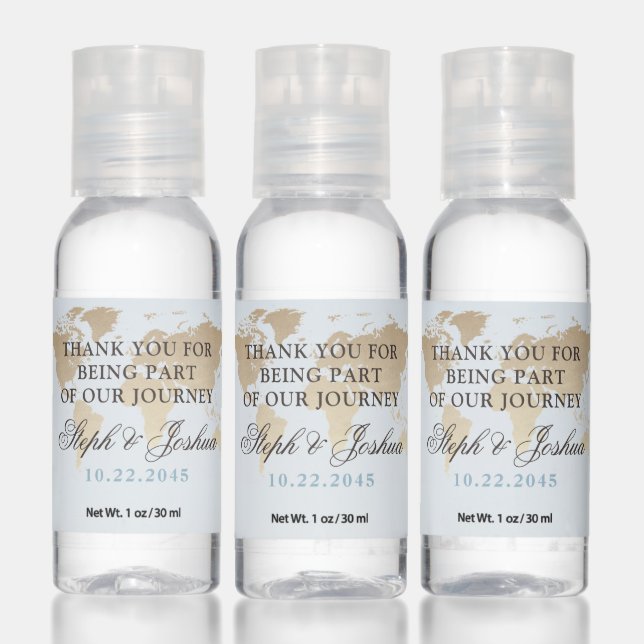 World Map Travel Theme Wedding Party Favor  Hand Sanitizer (Set)