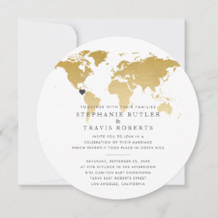 World Map Travel Wedding At Home Reception Invite