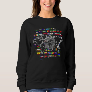 World Map Traveler International Country Flags Wor Sweatshirt