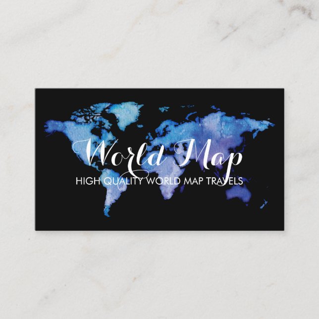World Map Traveling Agent Rental Office Business Card (Front)