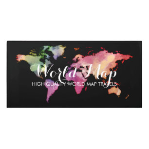 World Map Travels Agent Rental Office Door Sign
