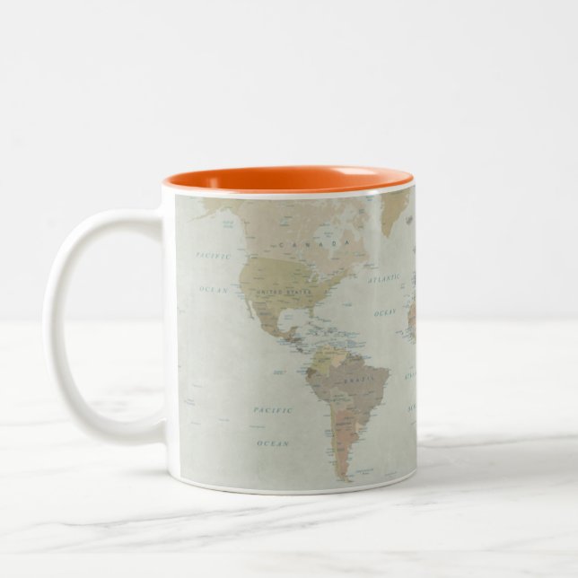 World Map Two-Tone Coffee Mug (Left)