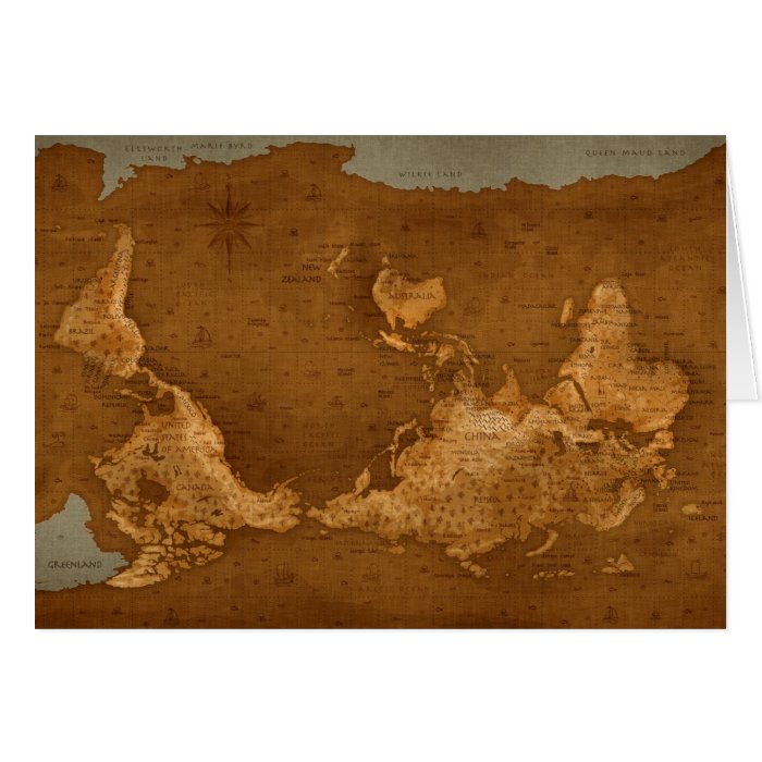 World Map   Upside Down Greeting Cards