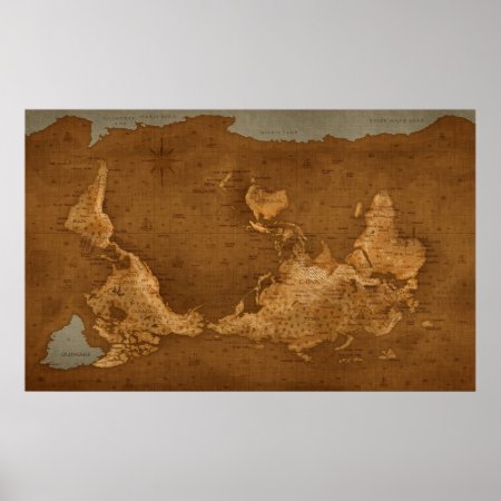 World Map - Upside Down Poster