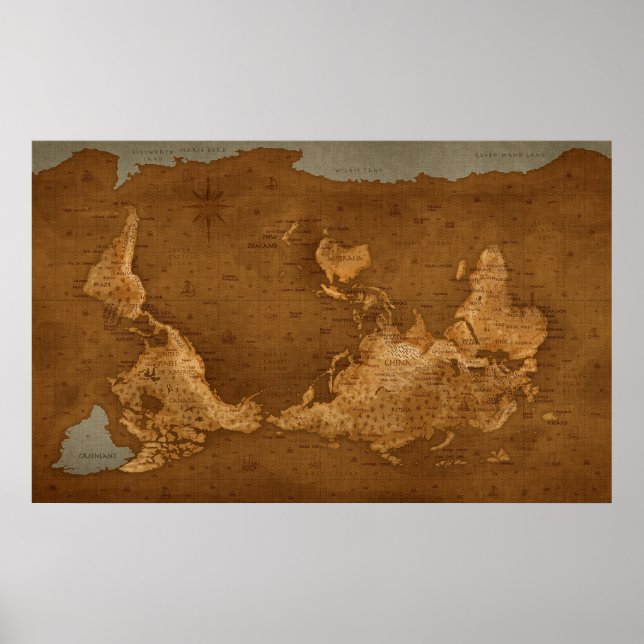 World Map - Upside Down Poster (Front)