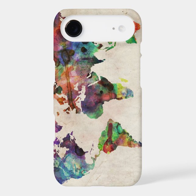 World Map Urban Watercolor Case-Mate iPhone Case (Back)