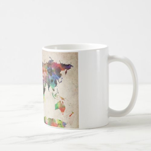 World Map Urban Watercolor Coffee Mug