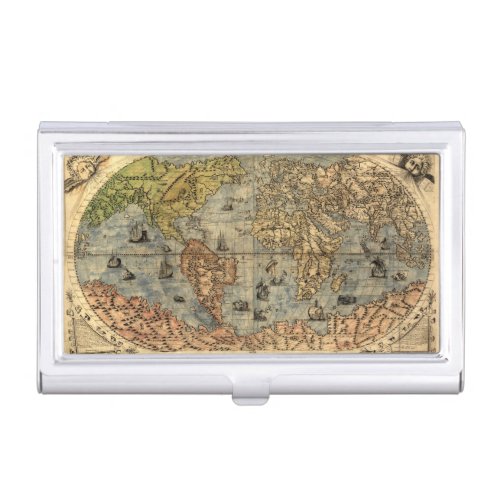 World Map Vintage Historical Antique Atlas Business Card Case