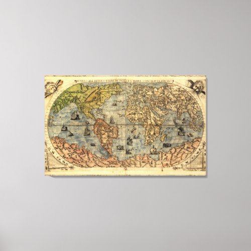 World Map Vintage Historical Antique Atlas Canvas Print