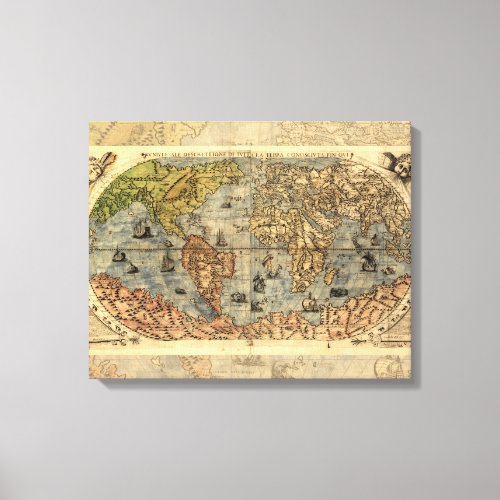 World Map Vintage Historical Antique Atlas Canvas Print