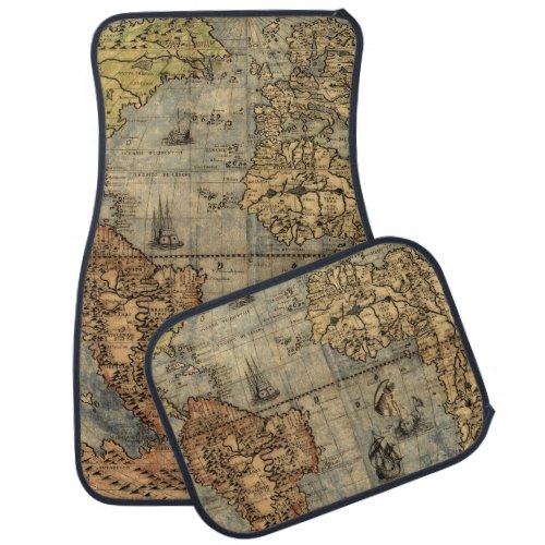 World Map Vintage Historical Antique Atlas Car Floor Mat